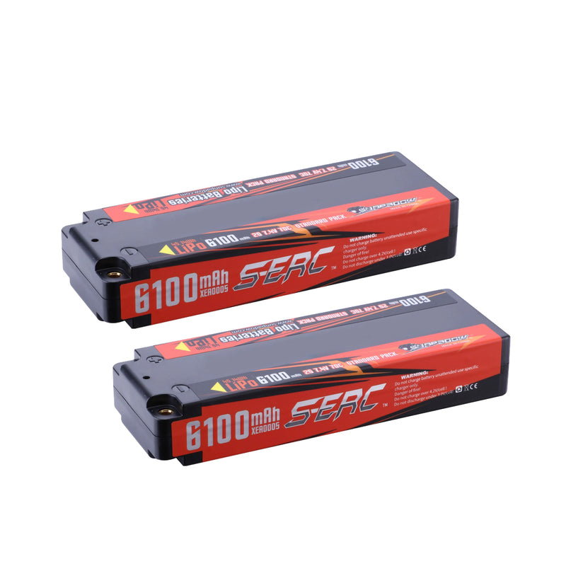【Sunpadow】7.4V Lipo Battery 2S 6100mAh 70C Hard Case with 4mm Bullet for RC Car Hobby