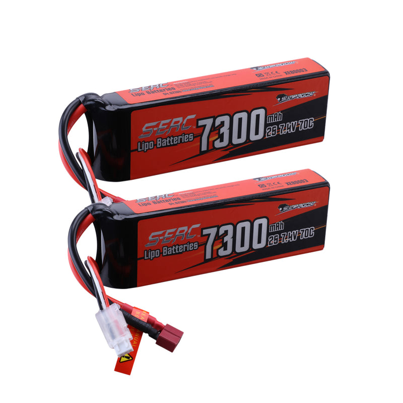 【Sunpadow】2S 7.4V Lipo Battery 7300mAh 70C Soft Pack with Deans T Plug for RC Vehicles Hobby