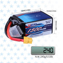 6S 22.2V Lipo Battery 1500mAh 120C Soft Pack with XT60 for RC FPV Racing 2 Packs (Buy One Get Two)