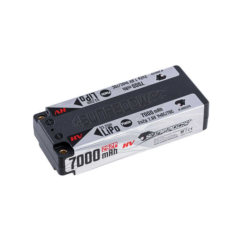 2024 Sunpadow HV Series Lipo Battery 7000mAh 7.6V 2S2P 140C with 5mm Bullet for RC Car Play