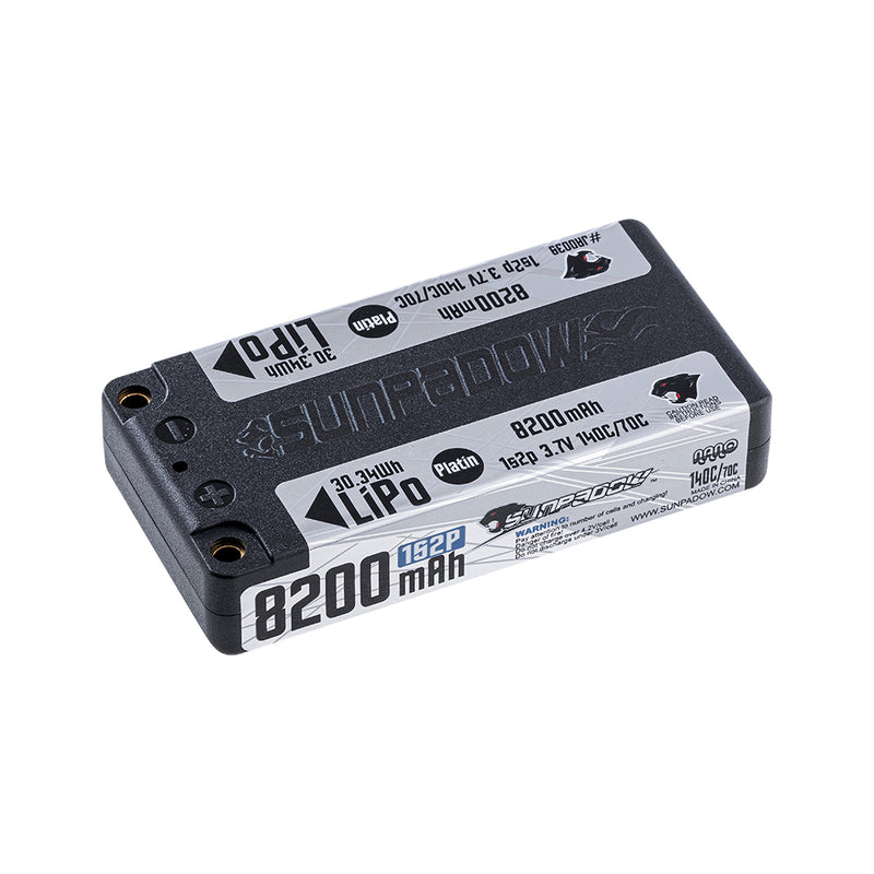 2024 Sunpadow TOP Series Lipo Battery 8200mAh 1S2P 7.4V 140C Hardcase with 5mm Bullet for RC Play
