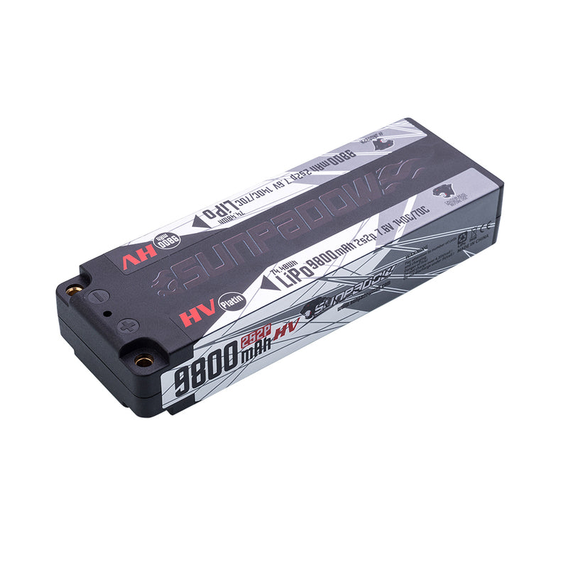 2024 Sunpadow HV Series Lipo Battery 9800mAh 7.6V 2S2P 140C with 5mm Bullet for RC Car Competition