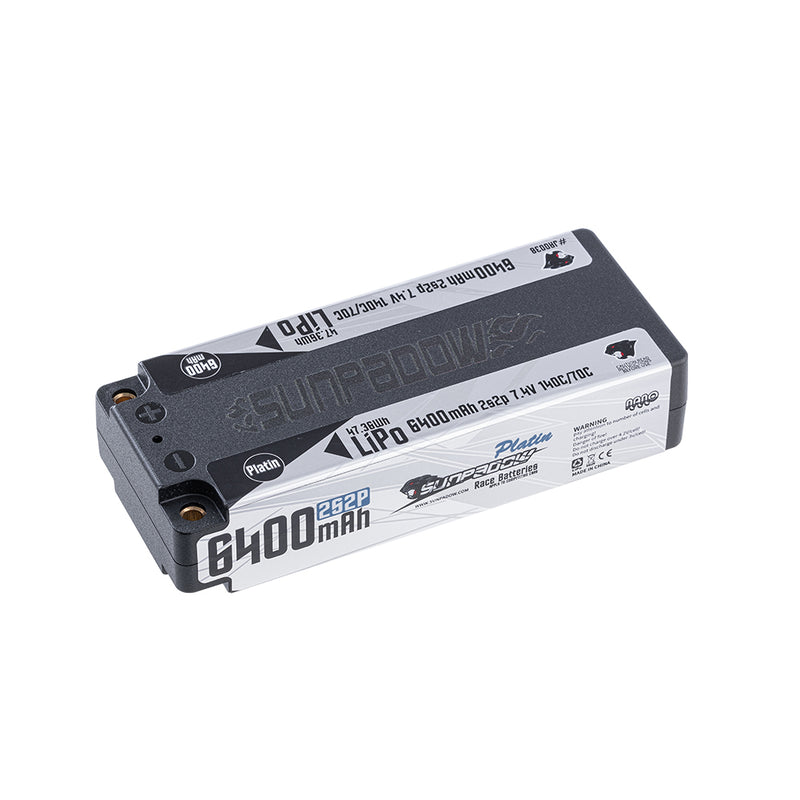 2024 Sunpadow TOP Series Lipo Battery 6400mAh 7.4V 2S2P 140C Hardcase with 5mm Bullet for RC Car Vehicle Match