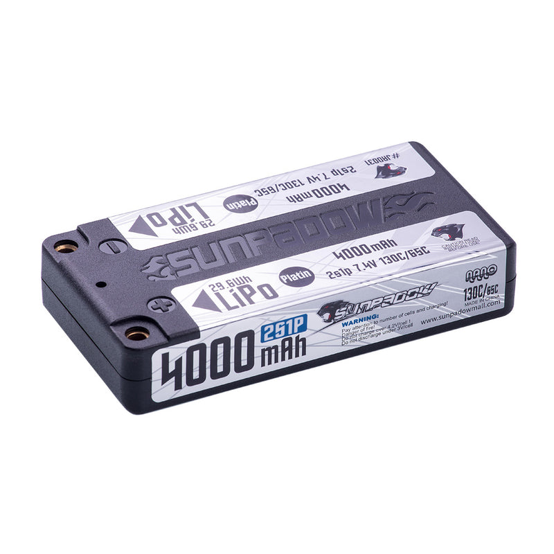 2024 Sunpadow TOP Series Lipo Battery 4000mAh 2S1P 7.4V 130C Hardcase with 4mm Bullet for RC Play