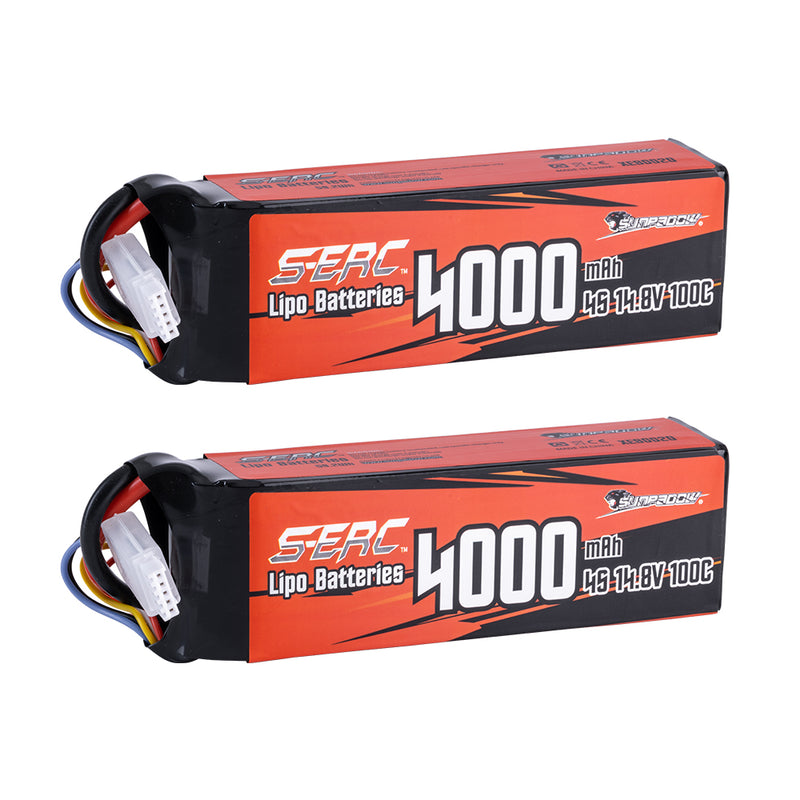 【Sunpadow】2x lipo battery 4000mAh 4S 100C with XT60 for RC Car RC Crawlers and Scale trucks jeep Hobby