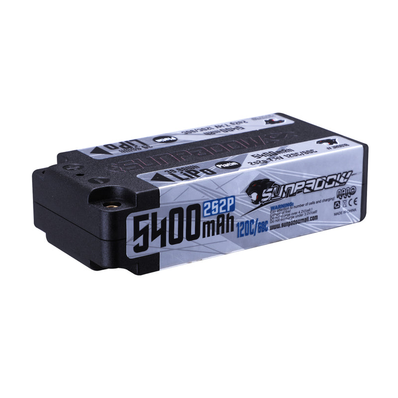 2024 Sunpadow TOP Series Lipo Battery 5400mAh 7.4V 2S2P 120C Shorty Hardcase with 4mm Bullet for RC Car Vehicle Match