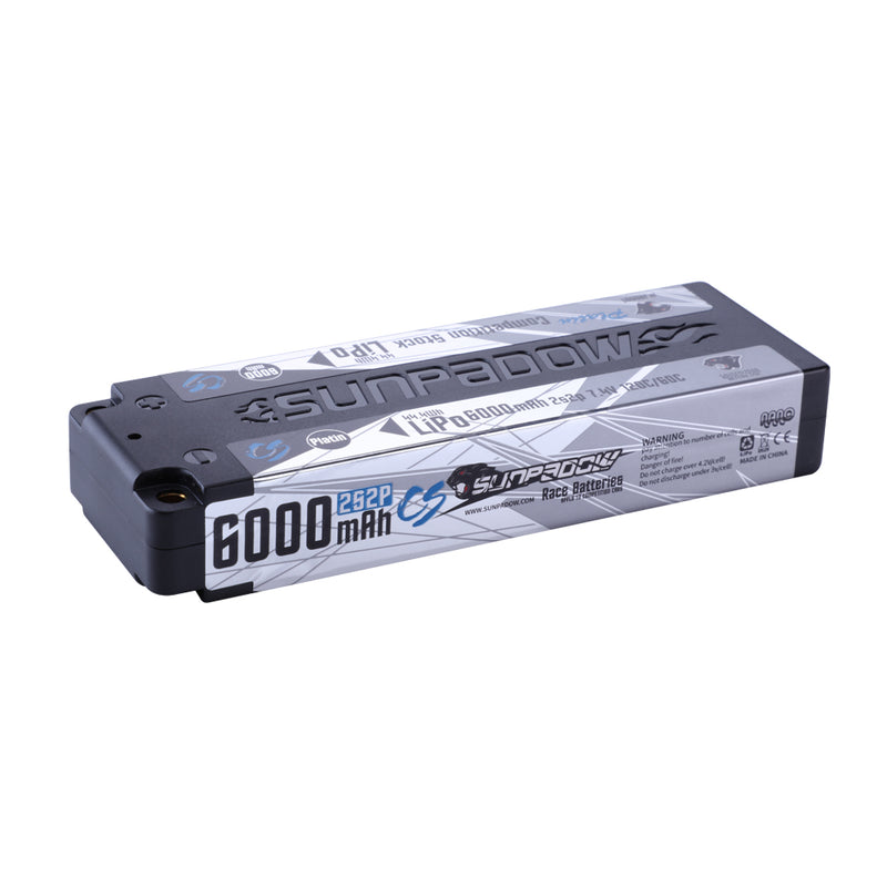 2024 Sunpadow TOP Series Lipo Battery 6000mAh 7.4V 2S2P 120C with 5mm Bullet Suggest for Stock Class Competition