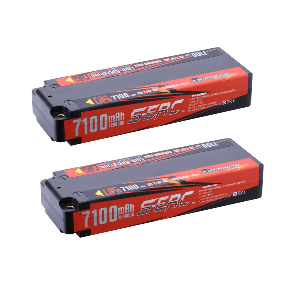 7 4v 【Sunpadow】 7.4V 2S Lipo Battery 70C 7100mAh Hard Case with 4mm Bullet