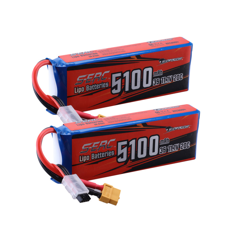 【Sunpadow】3S 11.1V RC Lipo Battery 20C 5100mAh with XT60 Plug for RC Drone Hobby