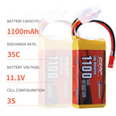 【Sunpadow】11.1V 3S RC Lipo Battery 35C 1100mAh with JST Plug for RC Quadcopter 2 Packs (Buy One Get Two)