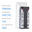 2024 Sunpadow HV Series Lipo Battery 7000mAh 7.6V 2S2P 140C with 5mm Bullet for RC Car Play