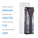 2024 Sunpadow HV Series Lipo Battery 9800mAh 7.6V 2S2P 140C with 5mm Bullet for RC Car Competition