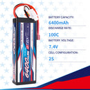 【Buy one get two】2S 7.4V 6400mAh 100C Lipo Battery T Plug for RC Car Plane DJI Truck Tank Buggy Racing Boat Models
