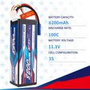 【Sunpadow】 3S 11.1V Lipo Battery 100C 8200mAh EC5 Plug  for RC Car Plane DJI Truck Tank Buggy Racing Boat Models