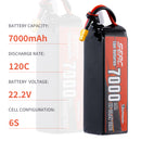 【Sunpadow】6S lipo battery 7000mAh 120C with XT60 Plug for RC Car rc trucks traxxas Hobby Vehicle tank