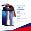【Buy one get two】 22.2V 6S Lipo Battery 1400mAh 130C Soft Pack with XT60 Plug for RC FPV Drone