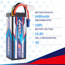 【Buy one get two】4S 14.8V 6400mAh 100C Lipo Battery EC5 Plug for RC Car Plane DJI Truck Tank Buggy Racing Boat Models