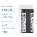 2024 Sunpadow TOP Series Lipo Battery 8200mAh 1S2P 7.4V 140C Hardcase with 5mm Bullet for RC Play