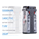 2024 Sunpadow HV Series Lipo Battery 5500mAh 7.6V 2S2P 140C with 4mm Bullet for RC Car Match
