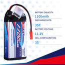 【Buy one get two】11.1V 3S RC Lipo Battery 35C 1100mAh with JST Plug for RC Drone Racing (2 Units/Pack)