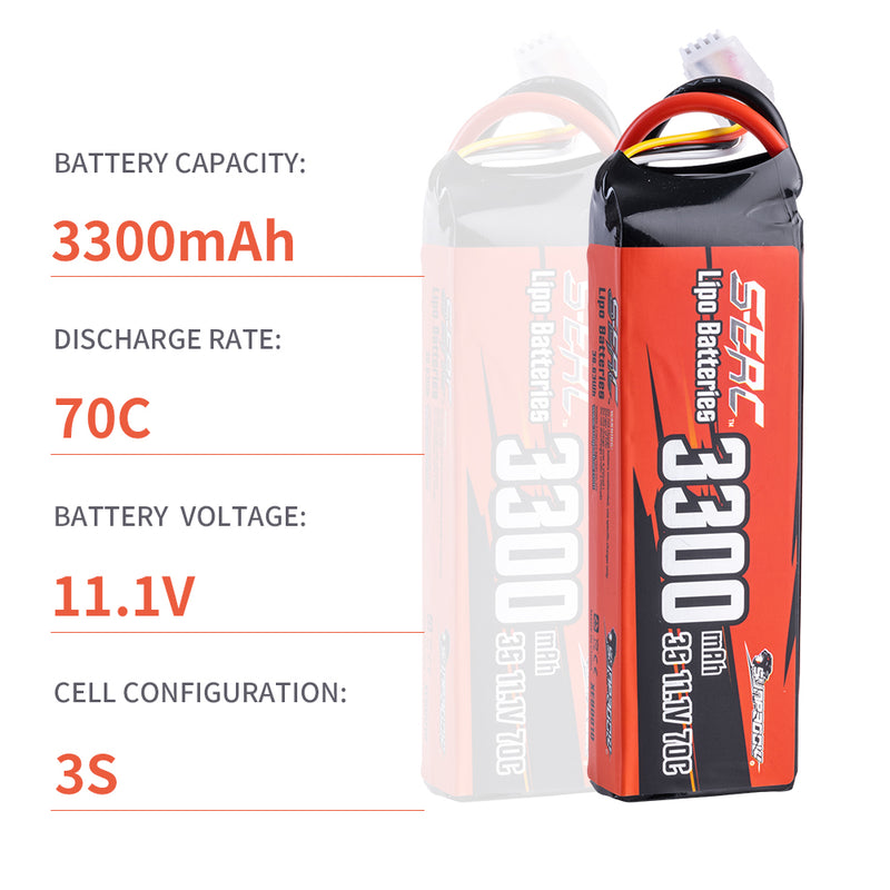 【Sunpadow】2pcs 3S 11.1V 3300mAh 70C lipo battery XT60 Plug for RC Car Hobby Vehicle traxxas