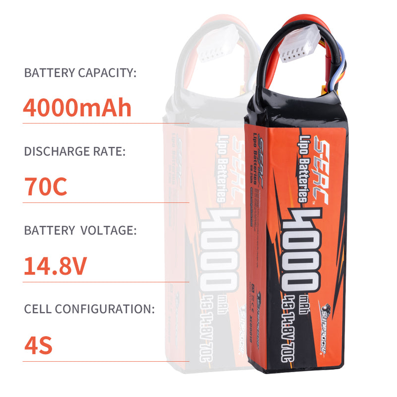 【Sunpadow】2pcs 4S lipo battery 4000mAh 70C with XT60 Plug for RC Car Trucks RC Boat tank traxxas vehicle Hobby