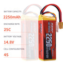 Sunpadow 14.8V 4S RC Lipo Battery 25C 2250mAh with XT60 Plug for RC Airplane Racing Hobby Drone FPV