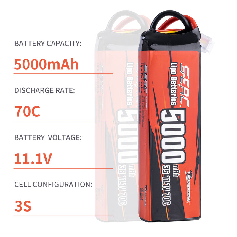 【Sunpadow】2x 3S lipo battery 5000mAh 70C EC5 Plug for RC Car Trucks traxxas Drone Helicopter RC tank