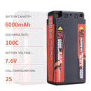 Sunpadow Lipo Battery 6000mAh 2S2P 7.6V 100C with 4mm Bullet STICK for RC Car Race