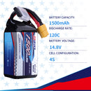 4S Lipo Battery 14.8V 1500mAh 120C Soft Pack with XT60 Plug for RC FPV 2 Packs (Buy One Get Two)