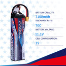 【Buy one get two】3S RC Lipo Battery 11.1V 70C 7100mAh Soft Pack with XT60 Connector