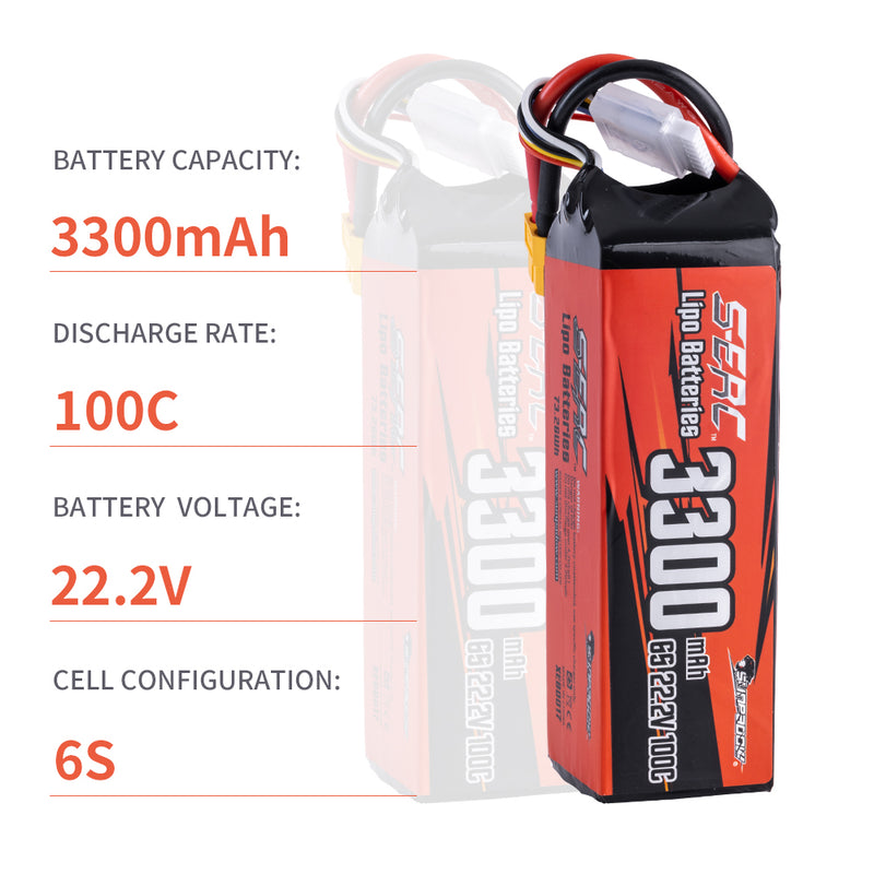 【Sunpadow】6S lipo battery 3300mAh 100C with XT60 Plug for RC Car Vehicle RC Boat RC Trucks RC truggy