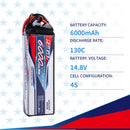 130C Lipo Battery 14.8V 6000mAh Soft Pack with Deans T Connector For RC Car truck boat