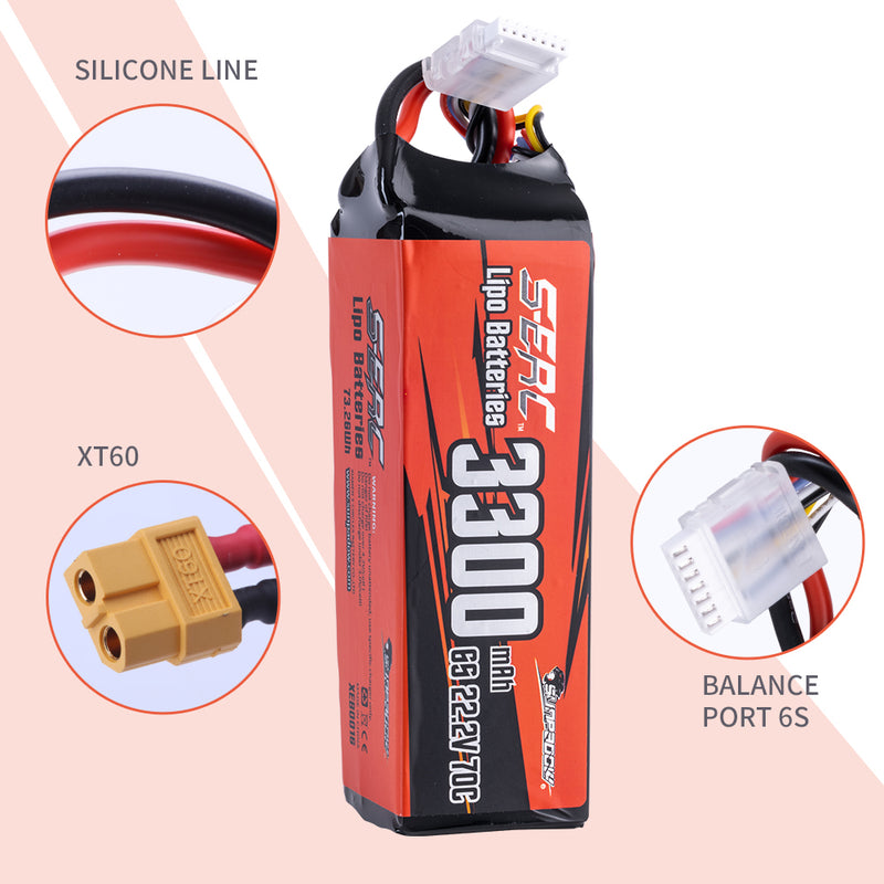 【Sunpadow】6S lipo battery 3300mAh 70C XT60 Plug for RC Car Truck Vehicle Buggy Hobby