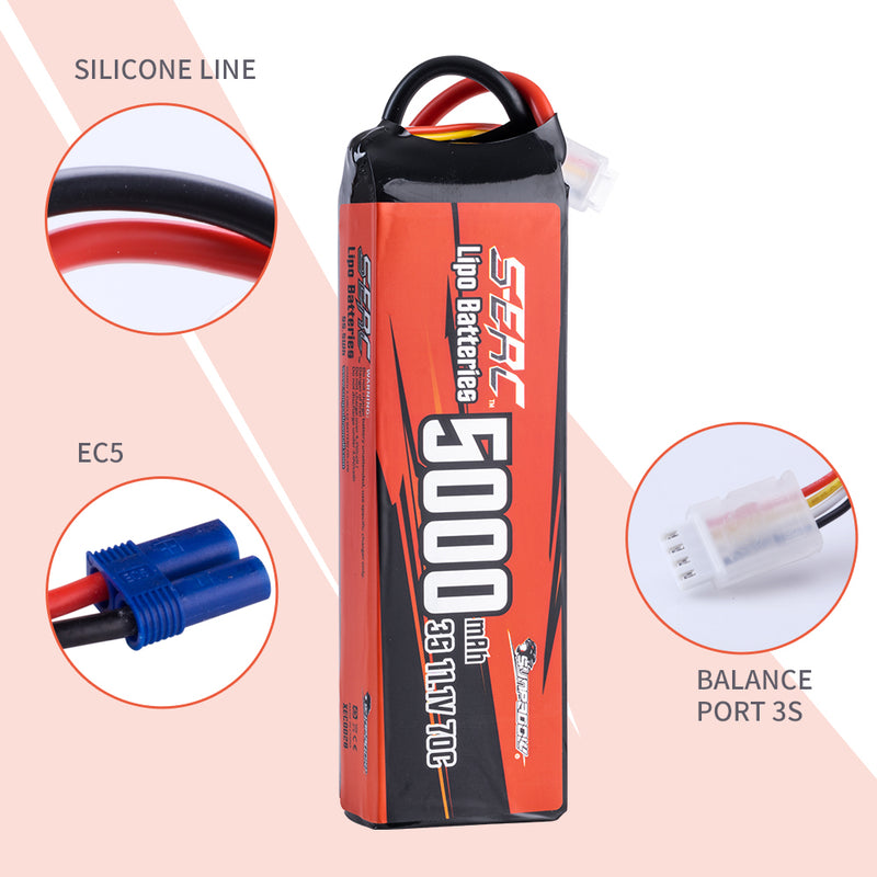 【Sunpadow】2x 3S lipo battery 5000mAh 70C EC5 Plug for RC Car Trucks traxxas Drone Helicopter RC tank