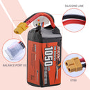 【Sunpadow】6S Lipo Battery 22.2V 1050mAh 130C Soft Pack with XT60 Plug for RC FPV Racing