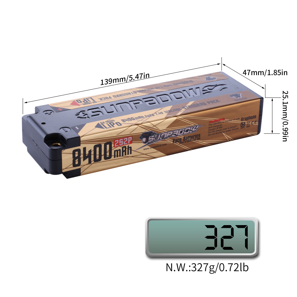 SUNPADOW Competition Lipo Battery 8400mAh-7.4V-2S2P competition-grade