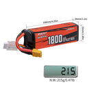 【Sunpadow】14.8V 4S Lipo Battery 1800mAh 130C Soft Pack with XT60 Connector for RC FPV