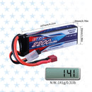 2pcs 2S Lipo Battery 7.4V 2200mAh 40C Soft Pack with Deans T Plug for RC Car Hobby