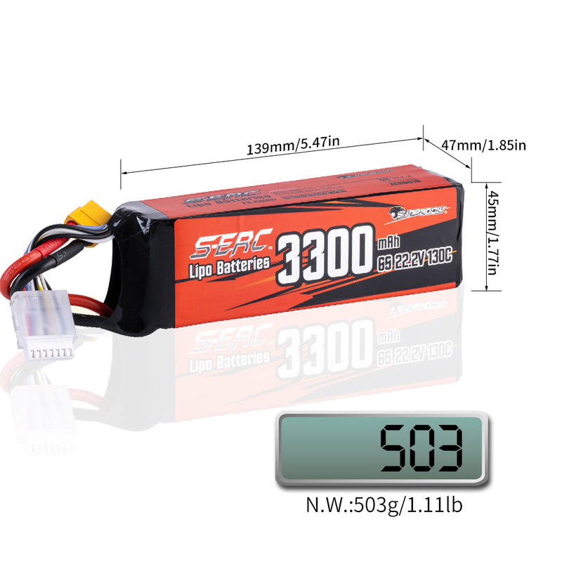 【Sunpadow】6S lipo battery 3300mAh 130C with XT60 Plug for RC Car Hobby traxxas Vehicle Drone Tanks