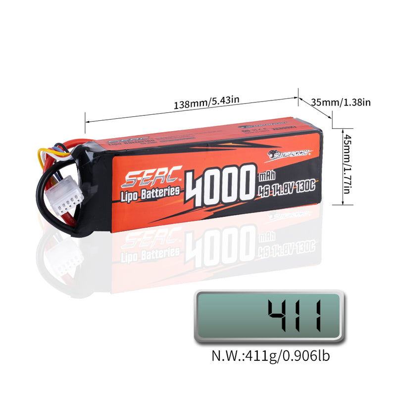 【Sunpadow】2x 4S lipo battery 4000mAh 130C with XT60 for RC Trucks RC Boat RC Car Drone Helicopter Desert Hobby