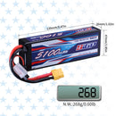 【Buy one get two】2S 7.4V Lipo Battery 5100mAh 70C Hard Case with XT60 Connector