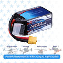 【Buy one get two】 22.2V 6S Lipo Battery 1400mAh 130C Soft Pack with XT60 Plug for RC FPV Drone