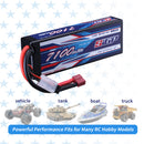 2S Lipo Battery 7.4V 7100mAh 70C Hard Case with Deans T Plug for RC Truck Hobby