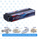 7.4V Lipo Battery 2S 6100mAh 70C Hard Case with 4mm Bullet for RC Car Hobby