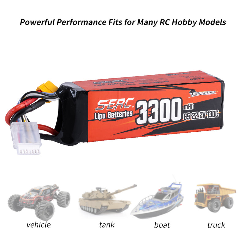 【Sunpadow】6S lipo battery 3300mAh 130C with XT60 Plug for RC Car Hobby traxxas Vehicle Drone Tanks