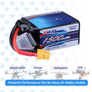 6S 22.2V Lipo Battery 1500mAh 120C Soft Pack with XT60 for RC FPV Racing 2 Packs (Buy One Get Two)