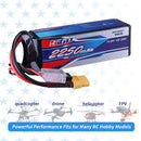 2pcs 14.8V 4S RC Lipo Battery 25C 2250mAh with XT60 Plug for RC Airplane Racing Hobby