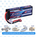 【Buy one get two】2S 7.4V Lipo Battery 5100mAh 70C Hard Case with Deans T Plug for RC Car Hobby