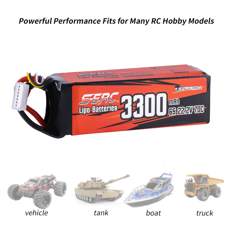 【Sunpadow】6S lipo battery 3300mAh 70C XT60 Plug for RC Car Truck Vehicle Buggy Hobby